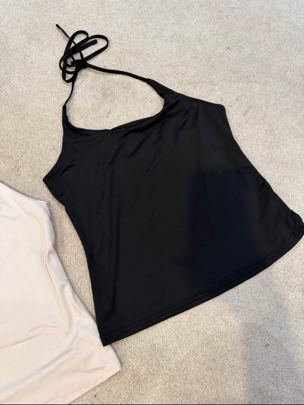 Women's Strappy Halter Top - Black and Cream - Picture 3 of 3